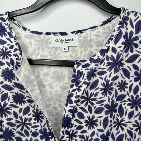 OLIVIA JAMES THE LABEL Size L • Blue Floral Emory Dress. - Picture 3 of 5